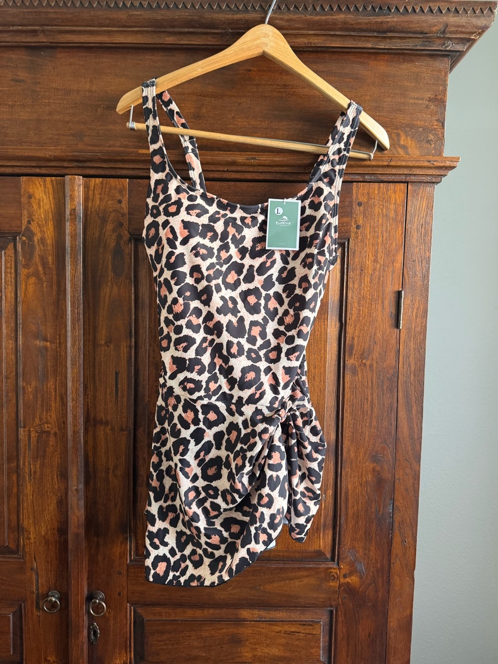 Eomenie One Piece Swimdress Leopard Print New Size Large